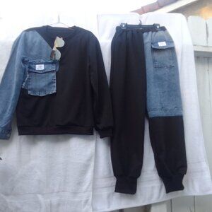 Bundle sunglasses&stylish fashion coordinate demi cotton sweatshirt&pant set NWT